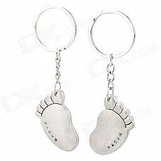 Cute Foot Shaped Zinc Alloy Keychain for Lovers - Silver