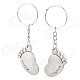 Cute Foot Shaped Zinc Alloy Keychain for Lovers - Silver