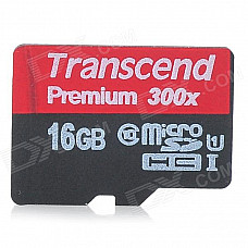 Transcend TF300X UHS-I Micro SDHC / TF Memory Card - Black (16GB / Class 10)