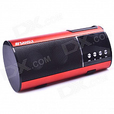 SANSUI D10 1.0" LED 2-CH Bass Media Player Speaker w/ FM / Music / TF - Red + Black