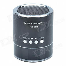 KS-362 Hi-Fi Stereo Mini Speaker w/ Micro SD / U-flash & FM function - Black