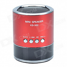 KS-362 Hi-Fi Stereo Mini Speaker w/ Micro SD / U-flash & FM function - Black + Red