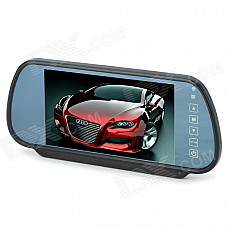 D375 7" TFT LCD Monitor Car Rearview Mirror w/ Remote Controller - Black