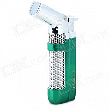 Windproof 1300'C Butane Jet Gas Lighter for Soldering / Lighting Cigarette - Green + Silver