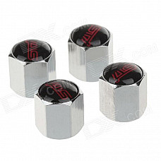 YONGXUN Universal Fashionable Aluminum Alloy Car Tire Valve Caps - Silver + Black + Red (4 PCS)