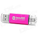 Taou kk USB 2.0 + Micro USB OTG USB Flash Drive - Deep Pink + Silver (16 GB)