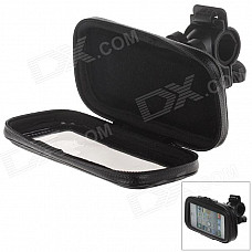 M01 360 Degree Rotation Bracket w/ PU Leather Waterproof Bag for Iphone 5 - Black