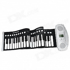 61-Key Dual-Speaker Roll Up Folding Electronic Piano - Silver (4 x AAA)