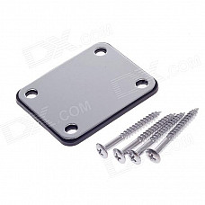 Electric Guitar Neck Plate w/ Screw Mat - Silver