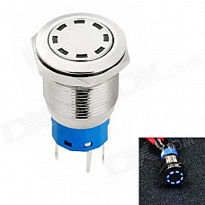 Jtron Automobile Button Switch OFF-(ON) / Self-locking Blue Light - Silver (12V)