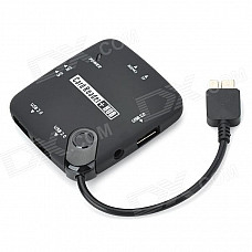 CY Micro USB 3.0 SD / MS / TF Card Reader w/ 3-Port USB 2.0 HUB for Samsung Galaxy Note 3 - Black