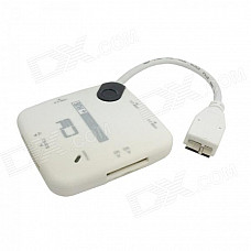 CY Micro USB 3.0 SD / MS / TF Card Reader w/ 3-Port USB 2.0 HUB for Samsung Galaxy Note 3 - White