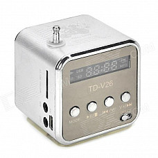 3W Mini USB 1.45" Screen MP3 Speaker w/ TF / FM / Mini USB / 3.5mm - Silver