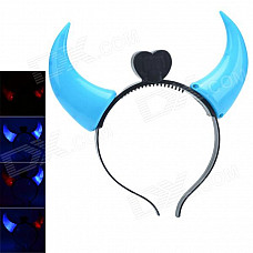 Devil Flashing Horn Style Head Hoop - Black + Blue (3 x AG10)