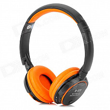 b-370 Stereo Bluetooth V3.0 Headband Earphone w/ TF / FM / Microphone - Black + Orange