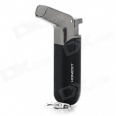 DS-01 Windproof Dual Blue Flame Butane Gas Lighter w/ Keyring - Black