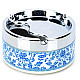 H2WY Blue + White Porcelain Style Stainless Steel + Plastic Ashtray - Blue + Silver + Multicolored