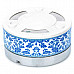 H2WY Blue + White Porcelain Style Stainless Steel + Plastic Ashtray - Blue + Silver + Multicolored