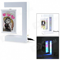 Stylish Triangle Shaped Magnetic Levitation Revolving LED Photo Frame - White