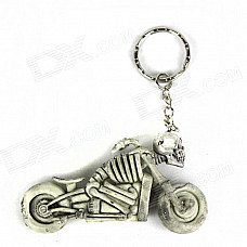 Creative Motorcycle Skull Rubber Keychain - Grey + Silver