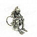Skeleton on the Toilet Style Rubber Keychain - Grey + Silver