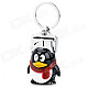 Cute QQ Penguin Style Butane Keychain Lighter - White + Black