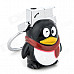 Cute QQ Penguin Style Butane Keychain Lighter - White + Black