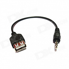 USB 3.0 Female to 3.5mm AUX Audio Transmission Cable for Car CD Disk- Black (13.5cm)