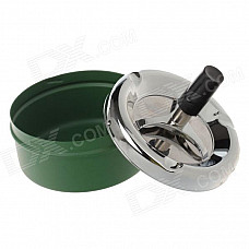 601-5 Creative Spring Press Ashtray - Deep Green + Silver + Black