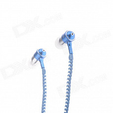 HH-135 Novel Zipper Style Universal Wired In-ear Headset - Blue (3.5mm Plug)