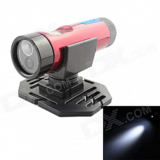 CSG336 HD720P 1.3 MP CMOS Waterproof Sports Camera w/ LED Flashlight - Black + Blue + Red