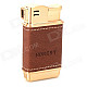 HONEST Zinc Alloy + PU Leather Butane Gas Lighter - Golden + Brown