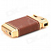 HONEST Zinc Alloy + PU Leather Butane Gas Lighter - Golden + Brown