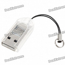 World's Smallest SDHC MicroSD TransFlash TF USB 2.0 Card Reader Keychain (Random Color)