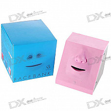 Money Swallowing Expression Changing Dynamic Face Coin Bank - Pink (2*AA)