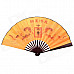 DQWCSZ Chinese Kayser King and Emperor Qian Long Pattern Art Folding Fan - Maroon + Yellow