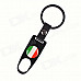 Italy Flag Replacement Aluminum Alloy Car Tire Valve Caps + Key Ring Set - Black (4 PCS)