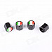 Italy Flag Replacement Aluminum Alloy Car Tire Valve Caps + Key Ring Set - Black (4 PCS)