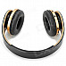 KG-5012 Bluetooth v3.0 Headband Headphone w/ TF / FM / Mini USB / 3.5mm / Mic - Black + Golden
