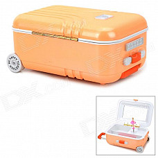 C1GL Cute Suitcase Style Music Box w/ Mirror / Ballet Girl - Orange + White