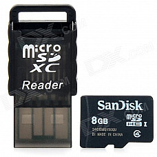 SANDISK Class 4 8GB Micro SD / TF Card w/ Card Reader - Black