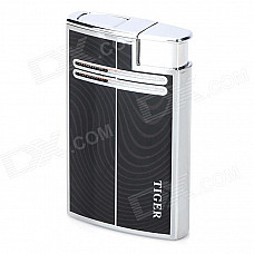 862 Elegant Windproof Butane Gas Jet Lighter - Black + Silver