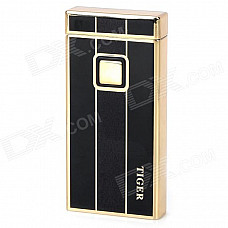 Touch Windproof Butane Gas Jet Lighter - Black + Golden