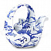 Retro Blue and White Porcelain Zinc Alloy Teapot Style Windproof Butane Gas Lighter - White + Blue