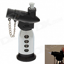 New Creative Blue Flame Windproof Butane Gas Jet Lighter w/ Safe lock / Cover - Silver + Black