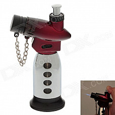 New Creative Blue Flame Windproof Butane Gas Jet Lighter w/ Safe Lock / Cover - Silver + Red