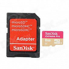 SANDISK Micro SD / TF 8GB Extreme Pro Card w/ TF Card to SD Card Adapter - Black (8GB)
