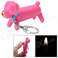 Cute Cartoon Dog Red Flame Butane Lighter - Deep Pink + Blue