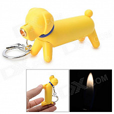 Cute Cartoon Dog Red Flame Butane Lighter - Yellow + Blue