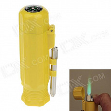 6552 Creative Portable Green Flame Windproof Lighter w/ Compass - Yellow